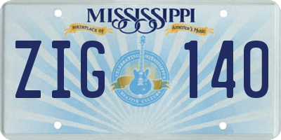 MS license plate ZIG140