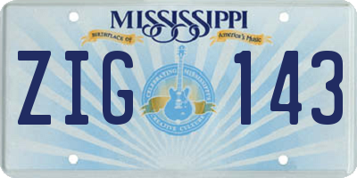 MS license plate ZIG143