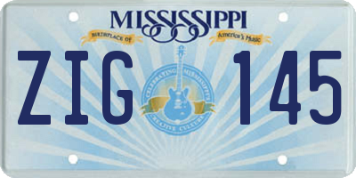 MS license plate ZIG145