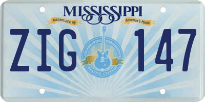 MS license plate ZIG147