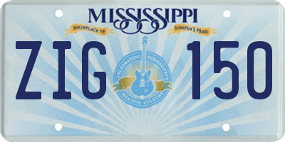 MS license plate ZIG150