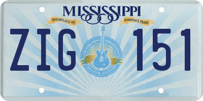 MS license plate ZIG151