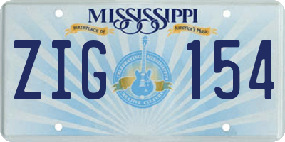 MS license plate ZIG154