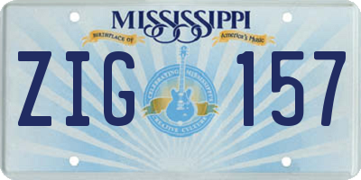 MS license plate ZIG157