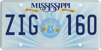 MS license plate ZIG160