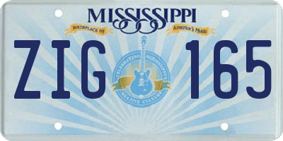 MS license plate ZIG165