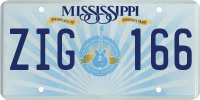 MS license plate ZIG166