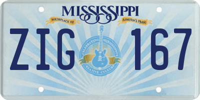 MS license plate ZIG167