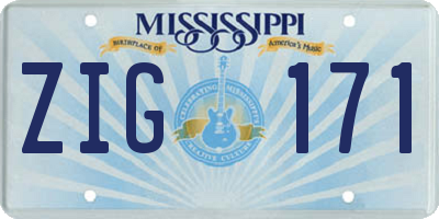 MS license plate ZIG171