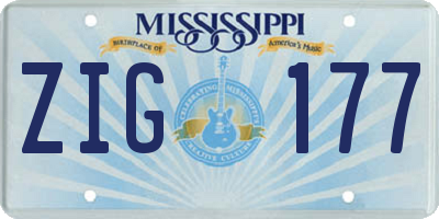 MS license plate ZIG177