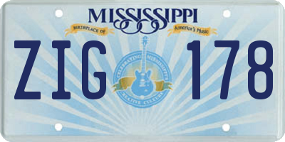 MS license plate ZIG178