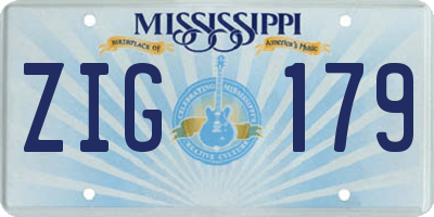 MS license plate ZIG179
