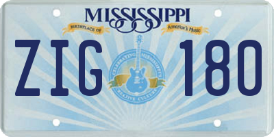 MS license plate ZIG180