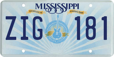 MS license plate ZIG181