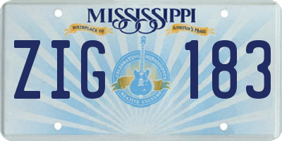 MS license plate ZIG183