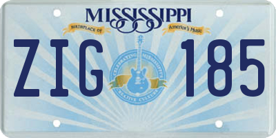 MS license plate ZIG185