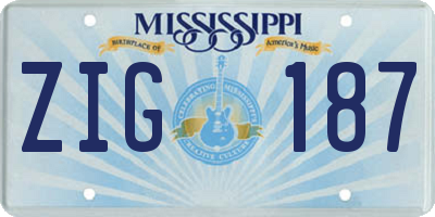 MS license plate ZIG187