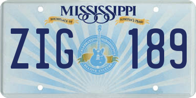 MS license plate ZIG189