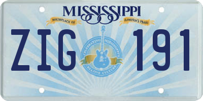 MS license plate ZIG191