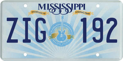 MS license plate ZIG192