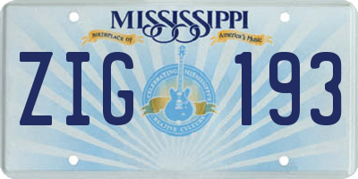 MS license plate ZIG193