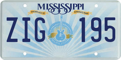 MS license plate ZIG195