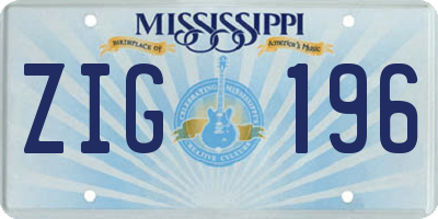 MS license plate ZIG196