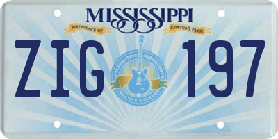 MS license plate ZIG197