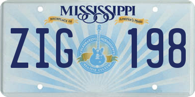 MS license plate ZIG198