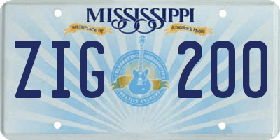 MS license plate ZIG200