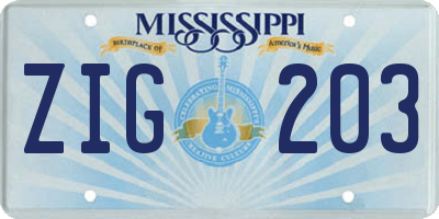 MS license plate ZIG203