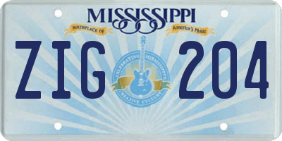 MS license plate ZIG204