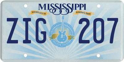 MS license plate ZIG207