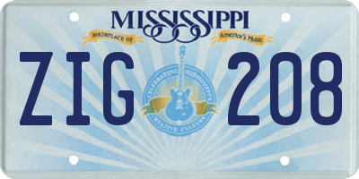 MS license plate ZIG208