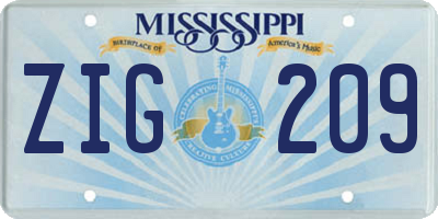 MS license plate ZIG209