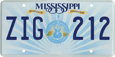 MS license plate ZIG212