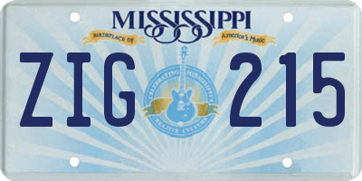 MS license plate ZIG215