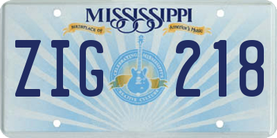 MS license plate ZIG218