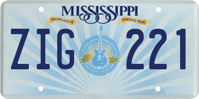 MS license plate ZIG221