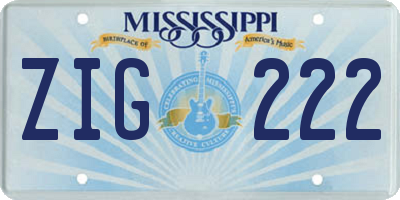 MS license plate ZIG222