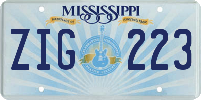 MS license plate ZIG223