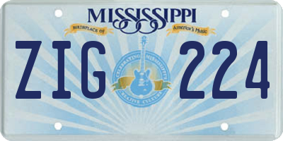 MS license plate ZIG224