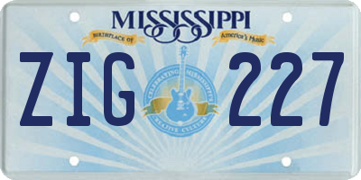 MS license plate ZIG227