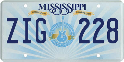 MS license plate ZIG228