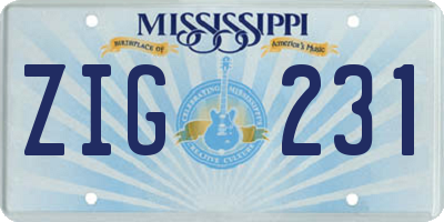 MS license plate ZIG231