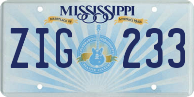 MS license plate ZIG233