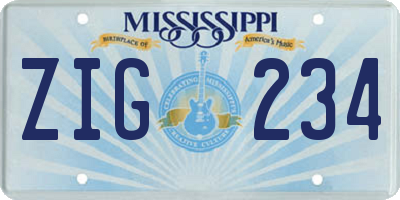 MS license plate ZIG234