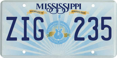 MS license plate ZIG235