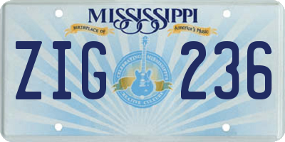 MS license plate ZIG236