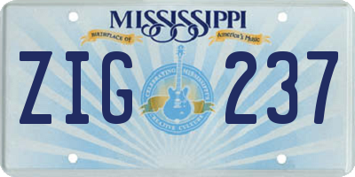 MS license plate ZIG237
